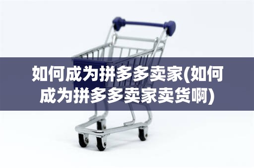如何成为拼多多卖家(如何成为拼多多卖家卖货啊)