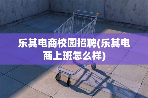 乐其电商校园招聘(乐其电商上班怎么样)