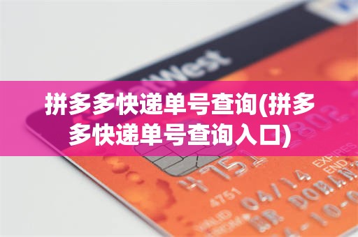 拼多多快递单号查询(拼多多快递单号查询入口)