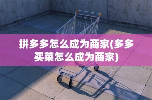 拼多多怎么成为商家(多多买菜怎么成为商家)