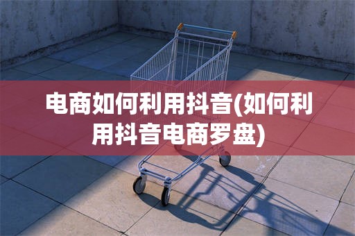 电商如何利用抖音(如何利用抖音电商罗盘)