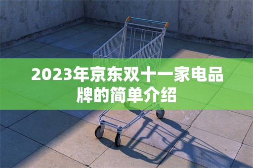 2023年京东双十一家电品牌的简单介绍