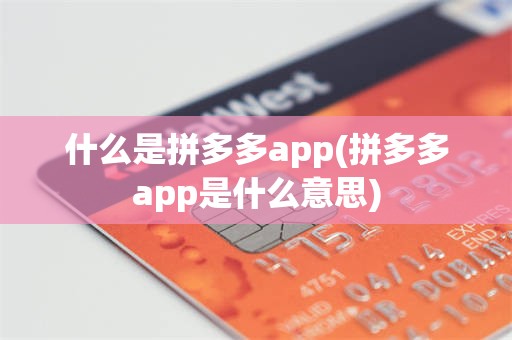 什么是拼多多app(拼多多app是什么意思)