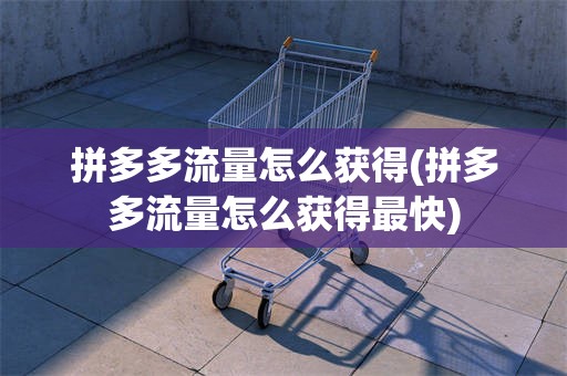 拼多多流量怎么获得(拼多多流量怎么获得最快)
