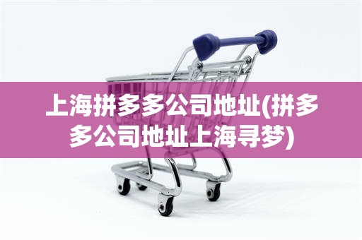 上海拼多多公司地址(拼多多公司地址上海寻梦)
