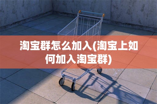 淘宝群怎么加入(淘宝上如何加入淘宝群)