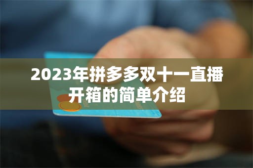 2023年拼多多双十一直播开箱的简单介绍