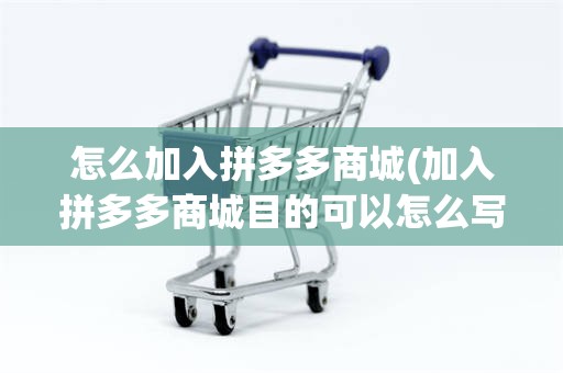 怎么加入拼多多商城(加入拼多多商城目的可以怎么写)