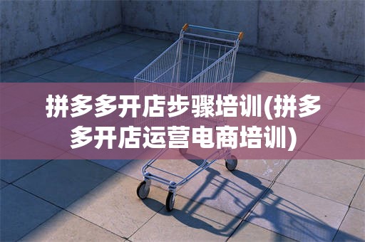 拼多多开店步骤培训(拼多多开店运营电商培训)