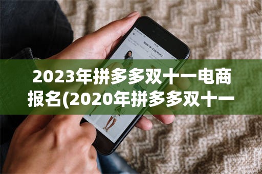 2023年拼多多双十一电商报名(2020年拼多多双十一活动报名要求)