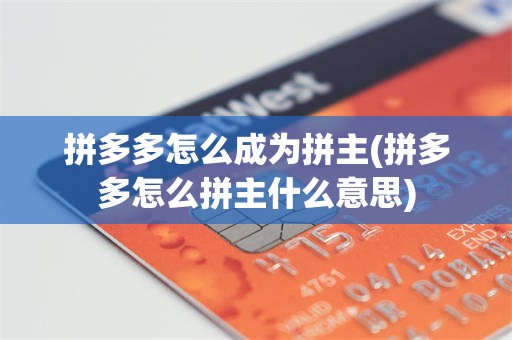 拼多多怎么成为拼主(拼多多怎么拼主什么意思)