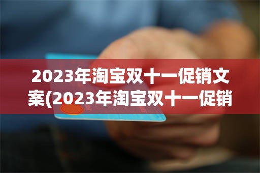 2023年淘宝双十一促销文案(2023年淘宝双十一促销文案怎么写)