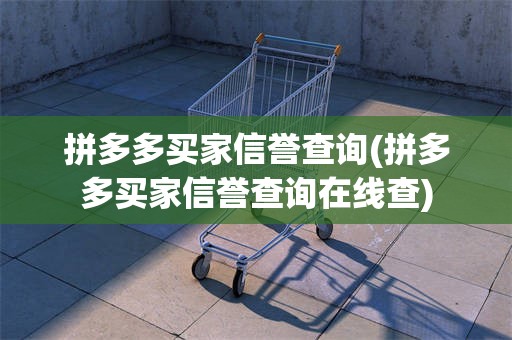 拼多多买家信誉查询(拼多多买家信誉查询在线查)