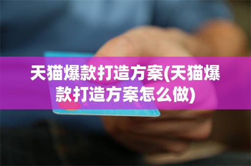 天猫爆款打造方案(天猫爆款打造方案怎么做)
