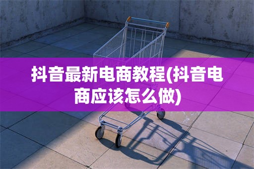 抖音最新电商教程(抖音电商应该怎么做)