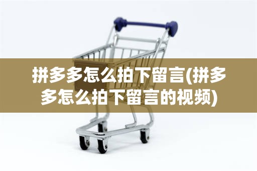 拼多多怎么拍下留言(拼多多怎么拍下留言的视频)