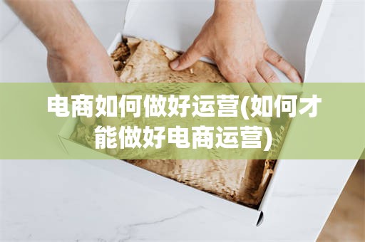 电商如何做好运营(如何才能做好电商运营)
