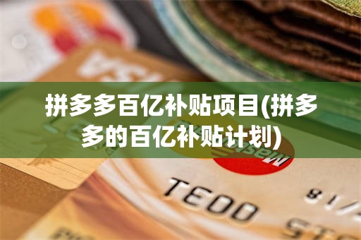 拼多多百亿补贴项目(拼多多的百亿补贴计划)