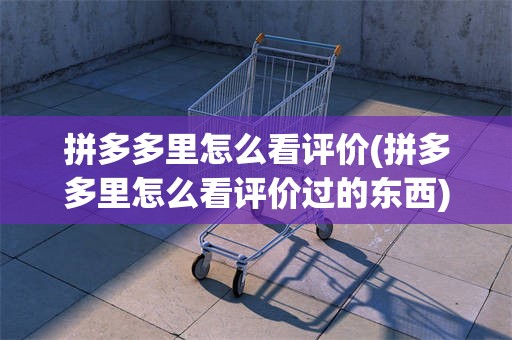 拼多多里怎么看评价(拼多多里怎么看评价过的东西)