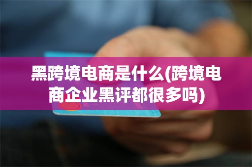 黑跨境电商是什么(跨境电商企业黑评都很多吗)