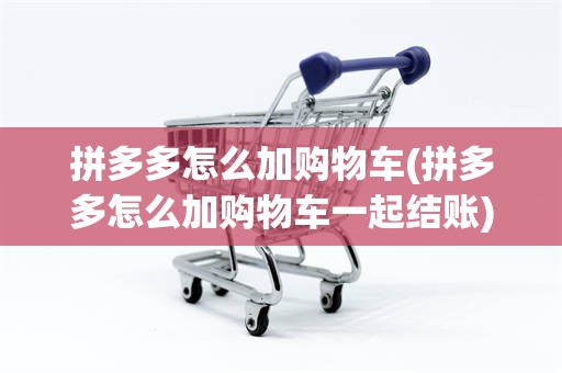 拼多多怎么加购物车(拼多多怎么加购物车一起结账)