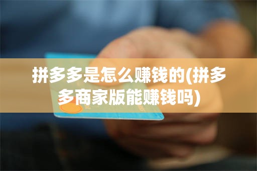 拼多多是怎么赚钱的(拼多多商家版能赚钱吗)