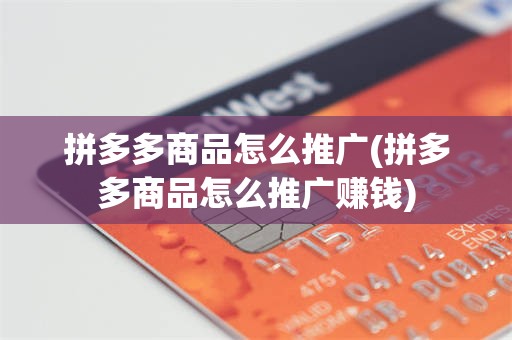 拼多多商品怎么推广(拼多多商品怎么推广赚钱)