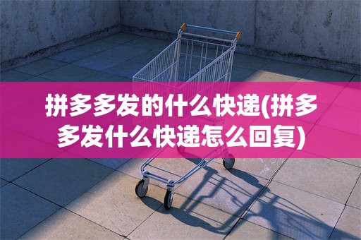 拼多多发的什么快递(拼多多发什么快递怎么回复)