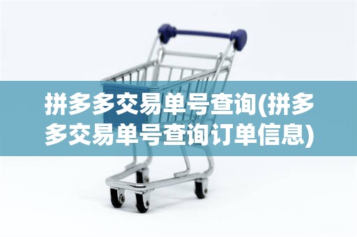 拼多多交易单号查询(拼多多交易单号查询订单信息)