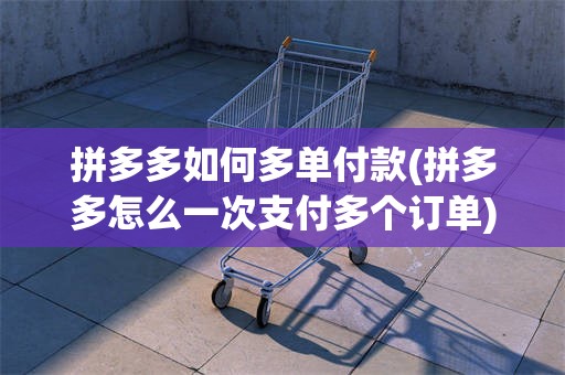 拼多多如何多单付款(拼多多怎么一次支付多个订单)