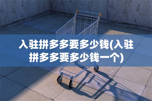 入驻拼多多要多少钱(入驻拼多多要多少钱一个)
