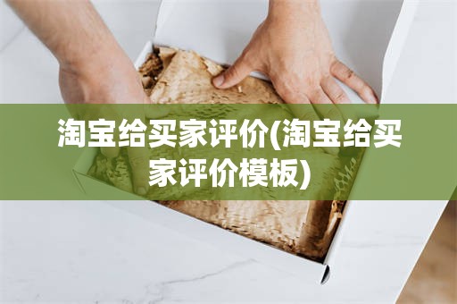 淘宝给买家评价(淘宝给买家评价模板)
