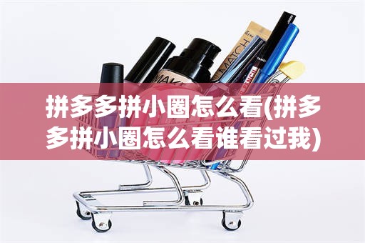 拼多多拼小圈怎么看(拼多多拼小圈怎么看谁看过我)