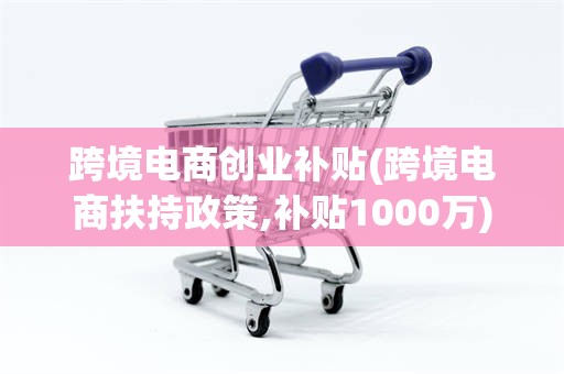 跨境电商创业补贴(跨境电商扶持政策,补贴1000万)
