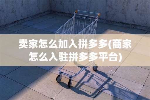 卖家怎么加入拼多多(商家怎么入驻拼多多平台)