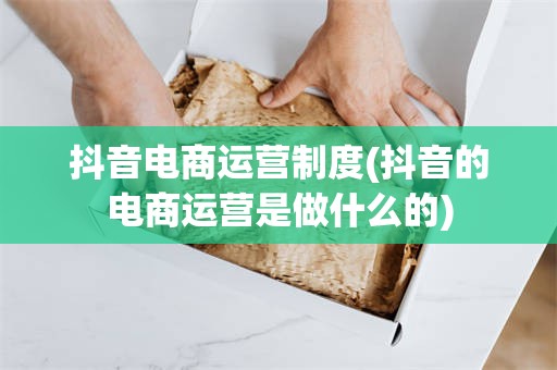 抖音电商运营制度(抖音的电商运营是做什么的)